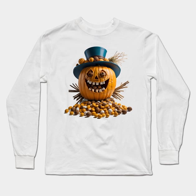 Scary halloween pumpkin Long Sleeve T-Shirt by Virshan